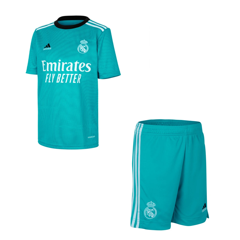 2021/22 Real Madrid Kids Third Away Soccer Kits Shirt With Shorts